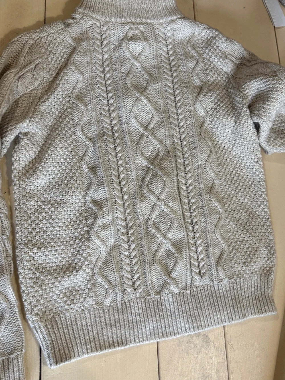 Gap Boys' Cream Cable-Knit Button-Front Sweater Jacket size L